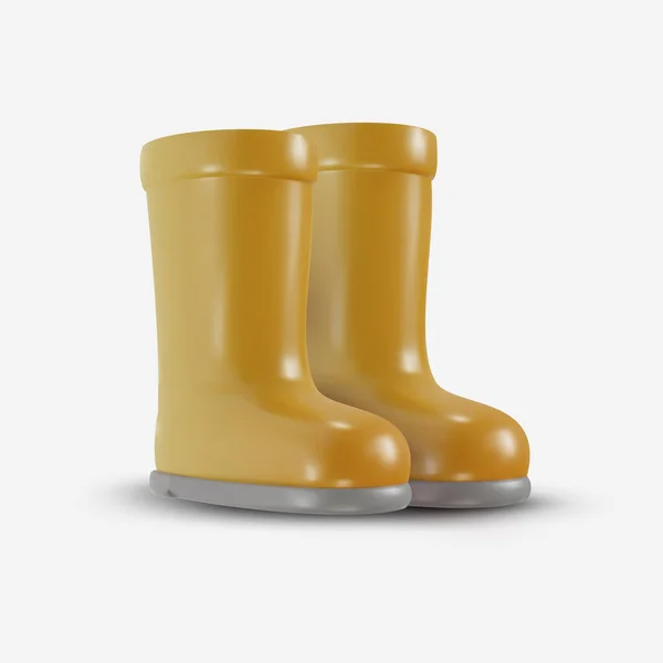 橡胶雨靴隔离在白色背景上 3D卡通园林设计元素的最小风格 矢量图标或图解 — 图库矢量图片