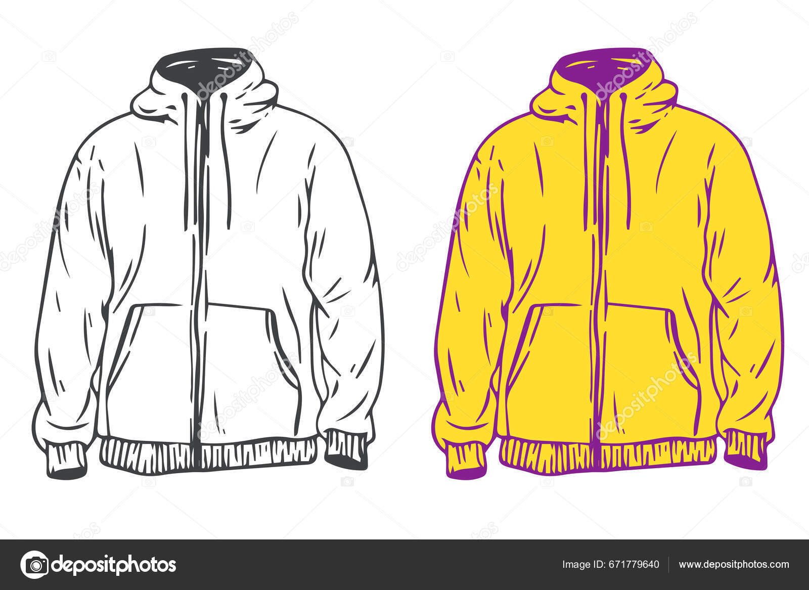 Hooded Sweat Jacket Cartoon Hand Draw Flat Style Fashion Unisex Stock  Vector by ©cgterminal 671779640