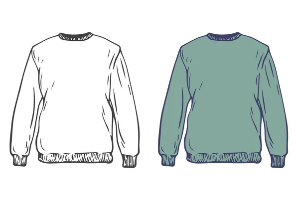 Sweat Shirt Dessin Animé Dessiner Main Style Plat Mode Unisexe — Image vectorielle