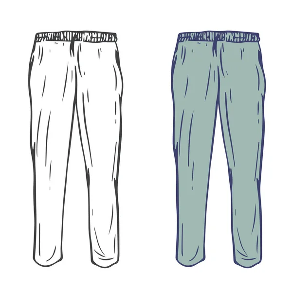 Sport Pants Cartoon Hand Draw Flat Style Fashion Unisex Casual — Stock Vector