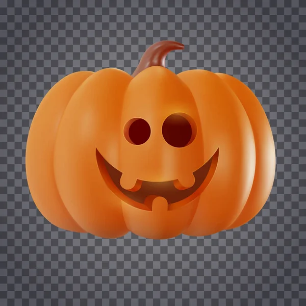 Calabaza Halloween Dibujos Animados Con Cara Sonrisa Estilo Realista Lindo — Vector de stock