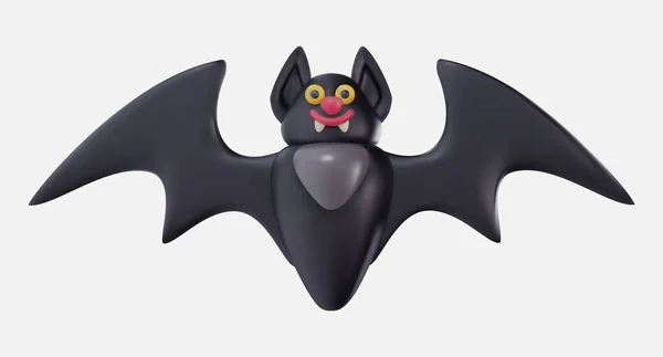 3D矢量有趣的黑色蝙蝠与现实的最小风格的帽子隔离在白色背景 很有创意的卡通人物节庆设计元素或软儿童玩具 现代鲜明的例证 — 图库矢量图片