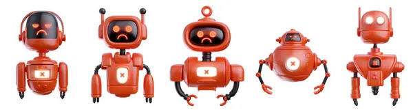 Red Forma Diferente Robô Agressivo Estilo Desenho Animado Realista Definir — Fotografia de Stock