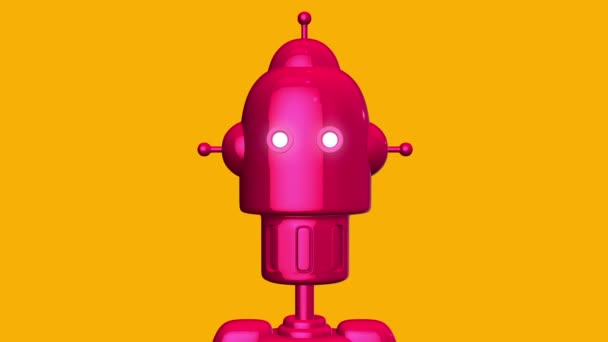 Κεφαλή Ρομπότ Ρετρό Φουτουριστικό Στυλ Αστείος Σχεδιασμός Χαρακτήρων Τεχνολογίας Concept — Αρχείο Βίντεο