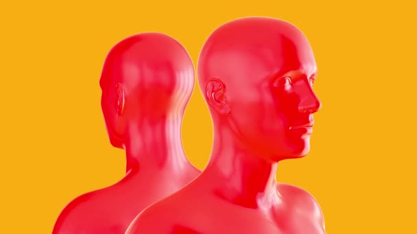 Dva Muži Červené Tělo Lesklého Odraženého Povrchu Realistická Umělecká Kompozice — Stock video