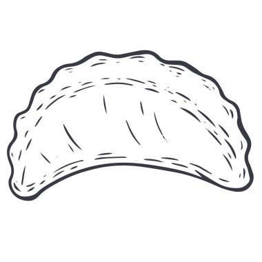 Hamur tatlısı. Tek renkli çizim tarzında el yapımı geleneksel mutfak yemekleri. Vektör illüstrasyonu.