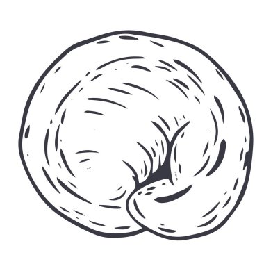 Hamur tatlısı. Tek renkli çizim tarzında el yapımı geleneksel mutfak yemekleri. Vektör illüstrasyonu.