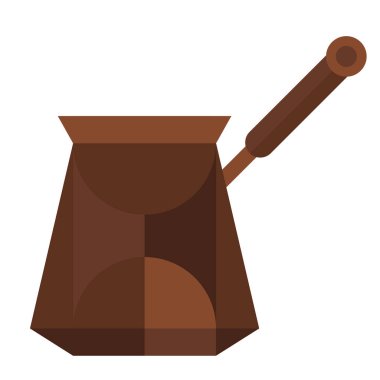 Soyut geometrik retro tarzında Türk kahve demliği. Parlak tasarım arka plan afişi, kapağı, poster için minimal element. Modern sanat Bauhaus ya da Memphis tasarımı. Vektör illüstrasyonuName.