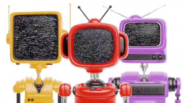 Tekenfilm Kleur Robot Met Hoofd Vorm Van Monitor Met Luidruchtig — Stockvideo