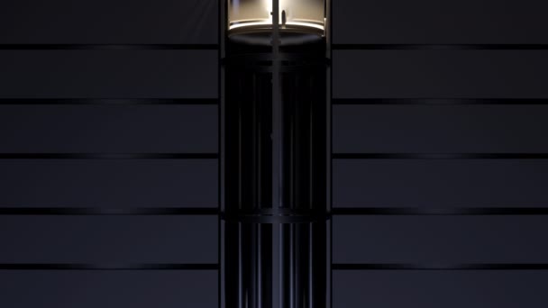 Перемещение Стеклянный Капсульный Лифт Стене Дома Отеля Офисного Центра Реалистичная — стоковое видео
