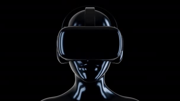 Γυαλιά Εικονικής Πραγματικότητας Και Ακουστικά Στο Ανθρώπινο Κεφάλι Παιχνίδι Συσκευή — Αρχείο Βίντεο