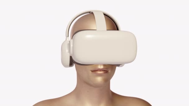 Brýle Sluchátka Virtuální Reality Lidské Hlavě Hra Nebo Zábavní Zařízení — Stock video