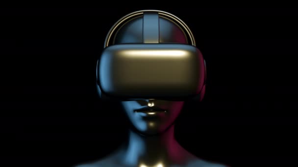 Gafas Realidad Virtual Auriculares Cabeza Humana Juego Dispositivo Entretenimiento Arte — Vídeo de stock