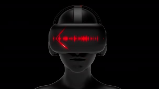 人头上的虚拟现实眼镜和耳机 游戏或娱乐设备 未来主义技术概念艺术 明快时尚3D动画 — 图库视频影像