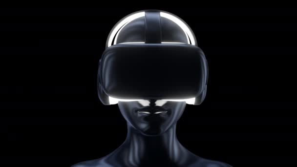 Okulary Wirtualnej Rzeczywistości Słuchawki Ludzkiej Głowie Urządzenie Gry Lub Rozrywki — Wideo stockowe
