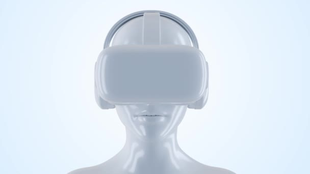 Virtual Reality Bril Koptelefoon Menselijk Hoofd Game Entertainment Apparaat Futuristische — Stockvideo