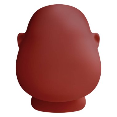 Yüzü olmayan, siyah tenli parlak çizgi film 3D tarzında bir adamın başı. Şirin modern asgari vektör şablonu çizimi.