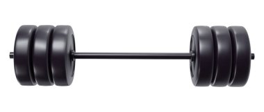 Parlak çizgi film 3D tarzında ağır siyah halterler. Sevimli modern asgari vektör çizimi.