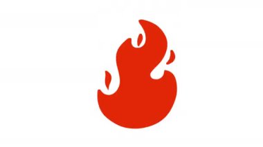 Siyah beyaz arka planda izole edilmiş çizgi film animasyon ateşi ya da alevler. Video hareketli grafik ögesi.