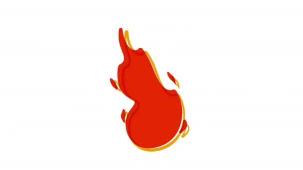 Dibujos Animados Bucle Animación Fuego Llama Aislada Sobre Fondo Blanco — Vídeos de Stock