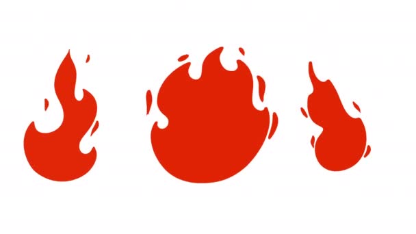 Cartoon Βρόχο Animation Φωτιά Φλόγα Απομονώνονται Μαύρο Και Άσπρο Φόντο — Αρχείο Βίντεο