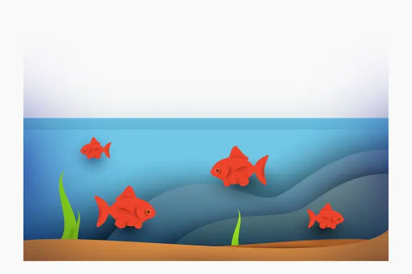 Ikan Merah Kartun Akuarium Besar Diisolasi Dengan Latar Belakang Putih - Stok Vektor