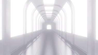 Soyut sonsuzluk 3d geçmişe dönük geleceksel tünel. Motion Science Fi arkaplanını beyaz, siyah ve renkli olarak ayarla. Oyun ve müzik için koleksiyon döngüsü canlandırması.