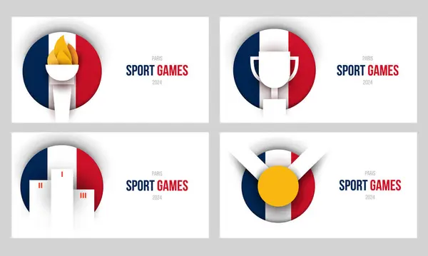Set Template Untuk Action Sport Games Dalam Gaya Potongan Kertas Grafik Vektor