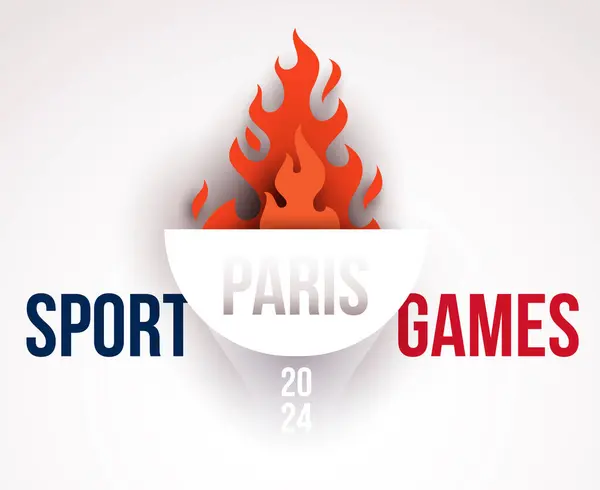 Torch Flame Abstract Composition Summer Sport Games Paris France 2024 Stock Illustration