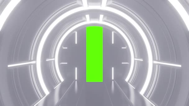 Puerta Apertura Futurista Puerta Blanco Moviéndose Túnel Tecnología Ciencia Ficción — Vídeo de stock