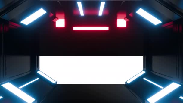 Portail Porte Ouverture Futuriste Tunnel Technologie Science Fiction Mobile Noir — Video