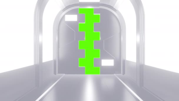 Futuristische Opening Poort Deur Wit Bewegende Sci Technologie Tunnel Kamer — Stockvideo