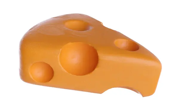 Triangular Piece Cheese Cartoon Cute Style Realistic Plasticine Clay Child — Stock Photo, Image