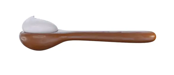 Wooden Spoon Sour Cream Cartoon Cute Style Realistic Plasticine Clay — Stock Photo, Image