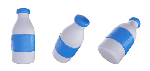 Milk Bottle Cartoon Cute Style Realistic Plasticine Clay Child Toy — Stock Photo, Image