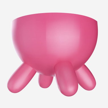 İnek memesi 3 boyutlu çizgi film tarzında. Beyaz arkaplanda sevimli gerçekçi yorumlayıcı öğe izole edildi. Yumuşak çocuk oyuncağı. Parlak vektör illüstrasyonu.