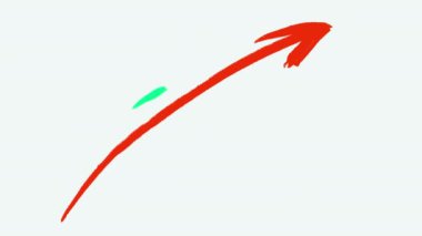 Elle çizilmiş ok, karalama tarzında. 2d renkli çizgi film animasyonu, beyaz ve siyah versiyonu.