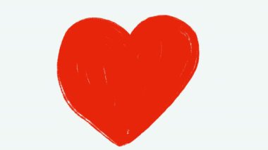 Karalama şeklinde elle çizilmiş kalp şekli. 2d çizgi film animasyonunu renk, beyaz ve siyah olarak ayarla.