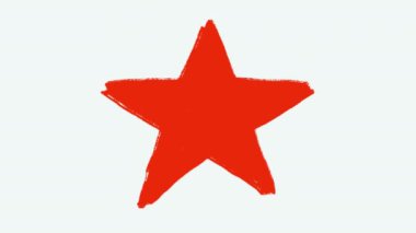 Çizim tarzında el çizimi yıldız şekli. 2d çizgi film animasyonunu renk, beyaz ve siyah olarak ayarla.