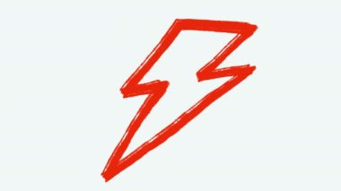 Çizim şeklindeki el çizimi yıldırım şekli. 2d çizgi film animasyonunu renk, beyaz ve siyah olarak ayarla.