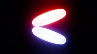 Soyut geometrik animasyon. Parlak kırmızı ve mavi yuvarlak şekilli. Modern minimalist 4k hareketi pürüzsüz arkaplan.