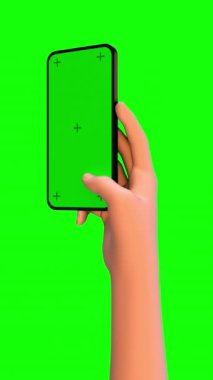 Akıllı telefon tutan eller ya da kadınlar. 3d animasyon modeli.