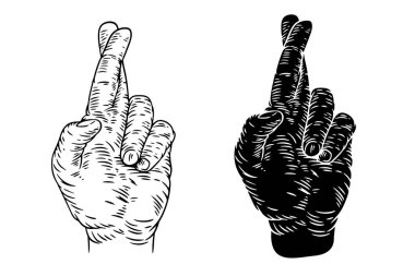 El çizimi siluet el hareketi oymalı monokrom tarzında. Grunge baskısı için dizayn unsuru, eski moda dövme. Kollu modern vektör retro illüstrasyonu.