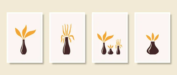 手绘扁平设计自然植物防波堤艺术收藏 — 图库矢量图片