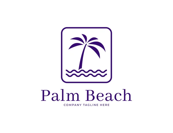 Palma Con Disegno Logo Simbolo Acqua — Vettoriale Stock