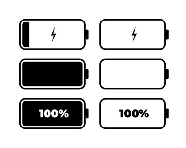 Düz pil simgesi koleksiyonu