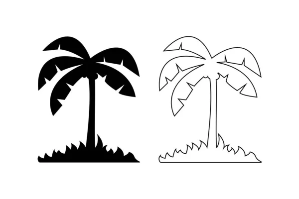 Silhouette Outline Exotic Palm Tree — Stock Vector