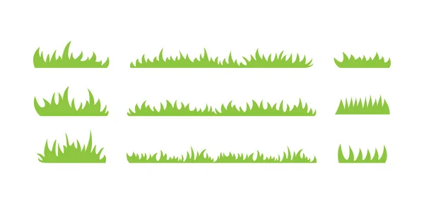 Set Flat Grass Elements Illustration — Stock Vector