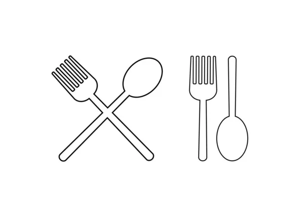 Spoon Fork Outline Symbol Illustration — Stock Vector