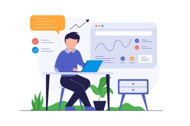 Evden çalışan iş adamları, modern daire çizimleri